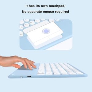 Teclado inalámbrico Bluetooth con panel táctil alemán redondo azul claro recargable ultrafino para iPad Pro/iOS/Mac OS/Windows/Android - Product Image 5