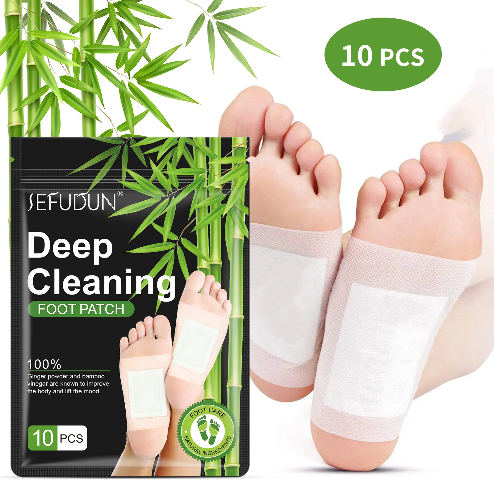 Coussinets pour les pieds OEM en poudre naturelle de gingembre vinaigre de bambou détox nettoyage en profondeur patchs pour les pieds améliorer le sommeil hydrater patch pour les pieds