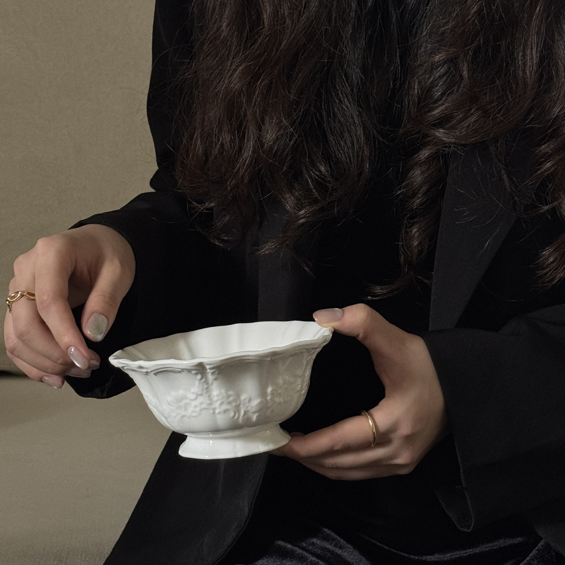Moonlight lace high foot bowl 1256