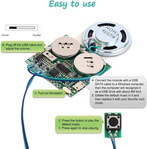 Записываемый звуковой модуль, программируемый звуковой чип Icstation 8M USB с динамиком, Кнопочная активированная звуковая плата для зарядки - Product Image 2