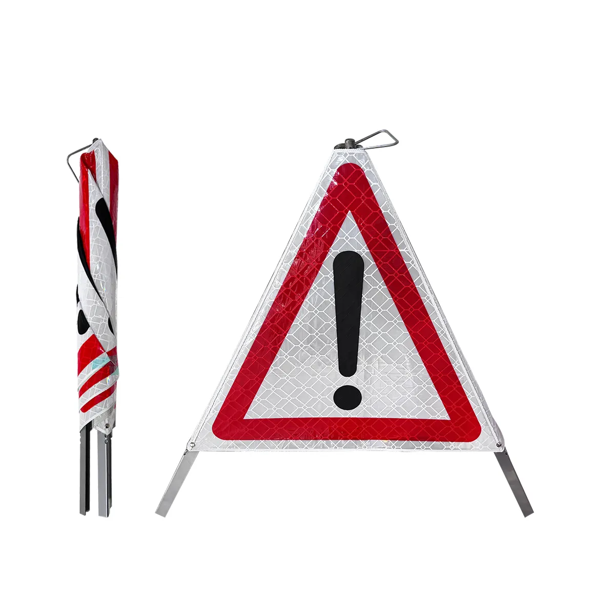 Símbolo de advertencia de peligro rojo y blanco, 700MM, 900MM, triángulo reflectante, pirámide de tráfico plegable, señal de trípode