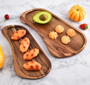 定制不规则实木托盘供应茶水早餐盘 - Product Image 2