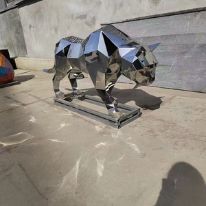 Глянцевая пантера металлические скульптуры леопард из нержавеющей стали статуя - Product Image 2