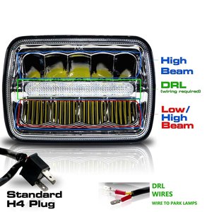 ไฟหน้า LED ทรงสี่เหลี่ยมมุมฉาก45W สำหรับอะไหล่รถยนต์อุปกรณ์เสริมรถยนต์5X7สูง/ต่ำ - Product Image 2
