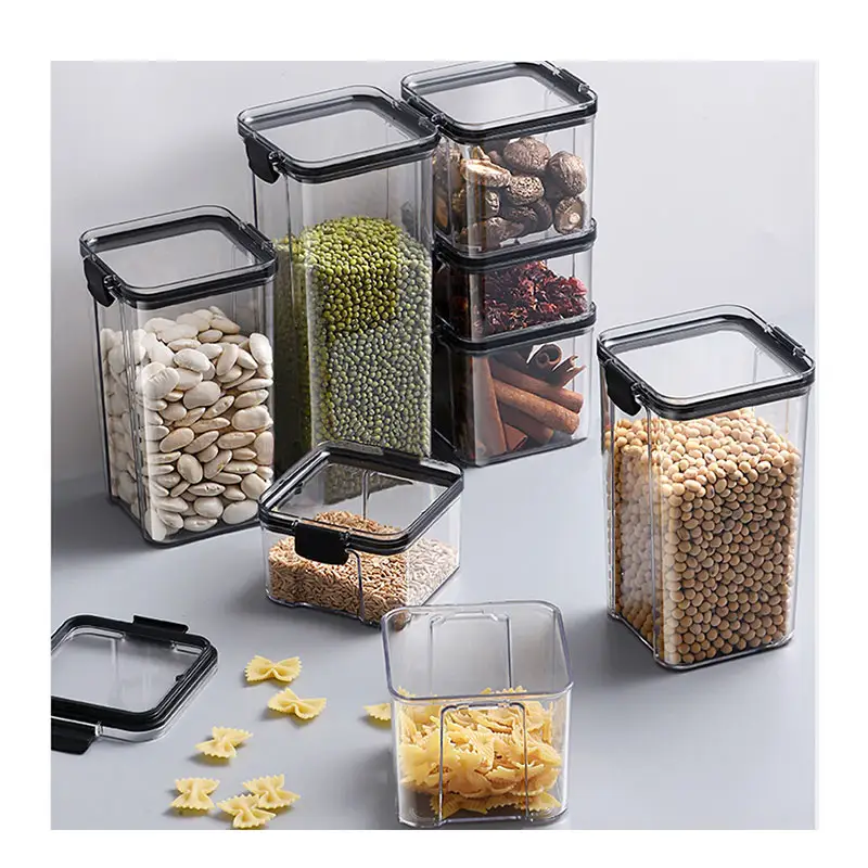 2023 Venda quente Organic Kitchen Storage Container Box Empilhável Transparente Hermético Food Storage Containers Set