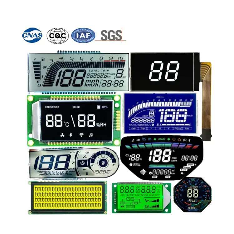 Factory custom Vehicle mounted water and electricity meters TN/STN/FSTN/HTN 5 6 digit 7 white led backlight segment lcd display