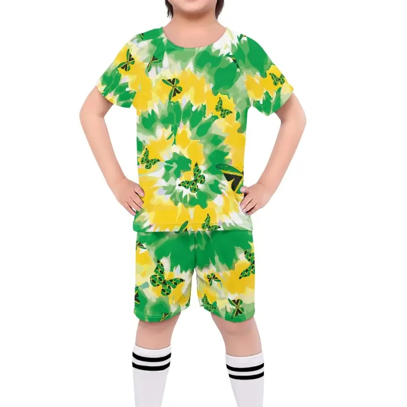 Hot Sell Tie Dye Football Soccer Jersey Custom Jamaica Butterfly Kids Breathable Quick Dry Soccer Uniform Sports Football Shirts