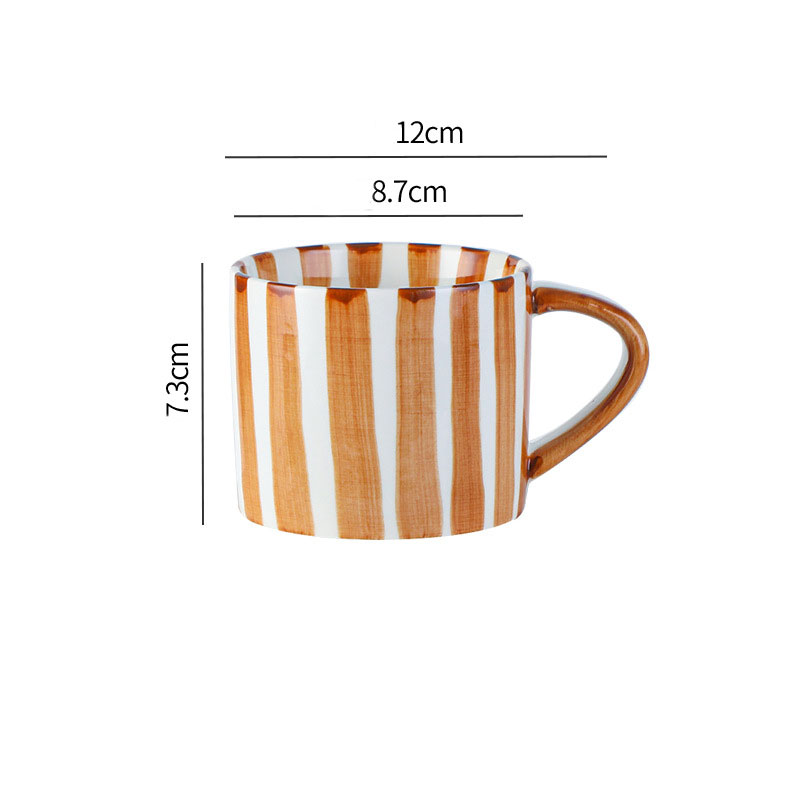 Taza mediana a rayas marrón-taza individual