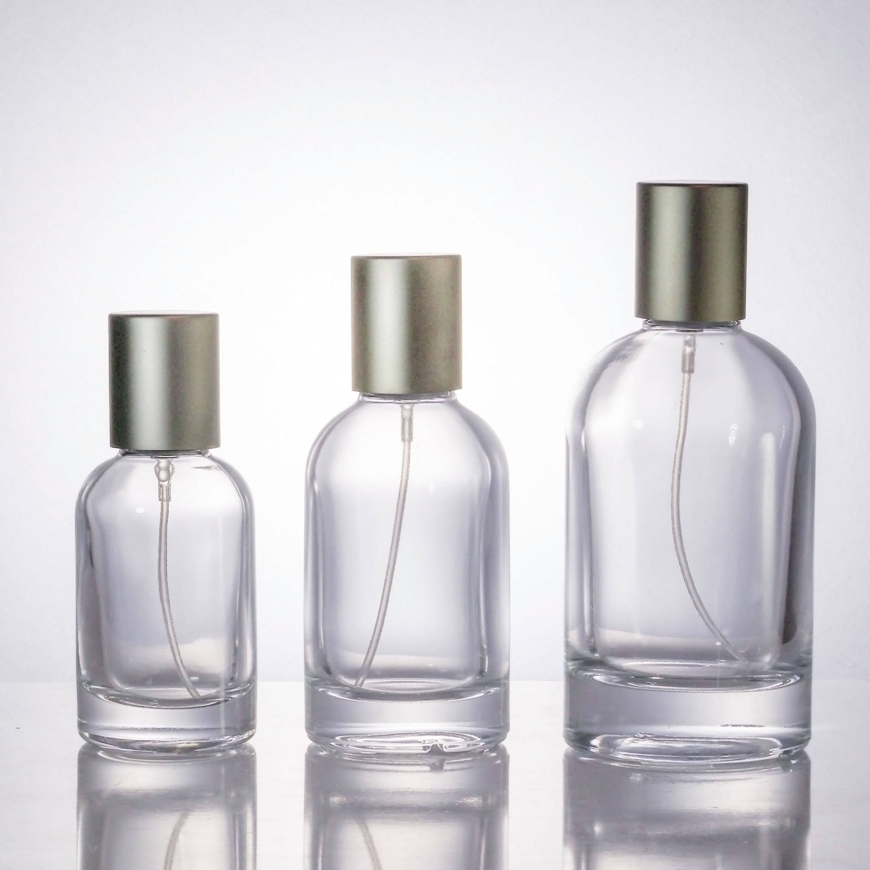 Transparent bottle with silver lid