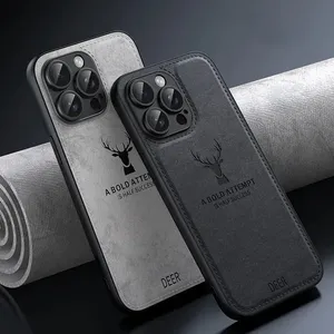 Lüks geyik kafası bez desen iPhone için kılıf 15 14 13 16 Pro X XS Max 7 8 artı darbeye yumuşak geri kabuk kapak - Product Image 6