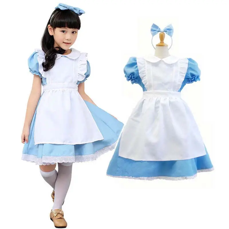 Crianças Meninas Aventuras Party Dress Up Anime Alice Wonderland Costume HCBL-022