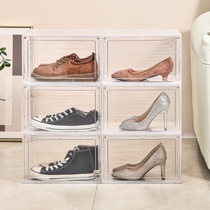 Caja abatible apilable transparente de gran capacidad, organizadores de almacenamiento de zapatos multifuncionales, contenedor de plástico PP - Product Image 4