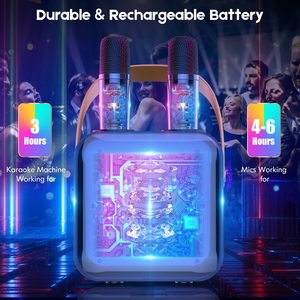İki mikrofon ve ev ve dış mekan kullanımı için çok stil LED ışıkları ile SP-100 Karaoke Bluetooth akıllı hoparlör - Product Image 6