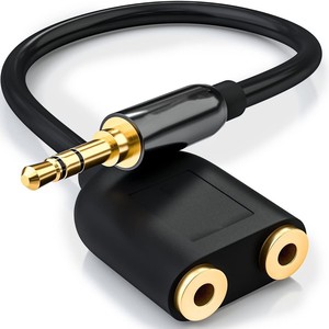 En stock Divisor de línea de audio de 3,5mm Adaptador de dos auriculares para teléfonos móviles y cámaras - Product Image 3
