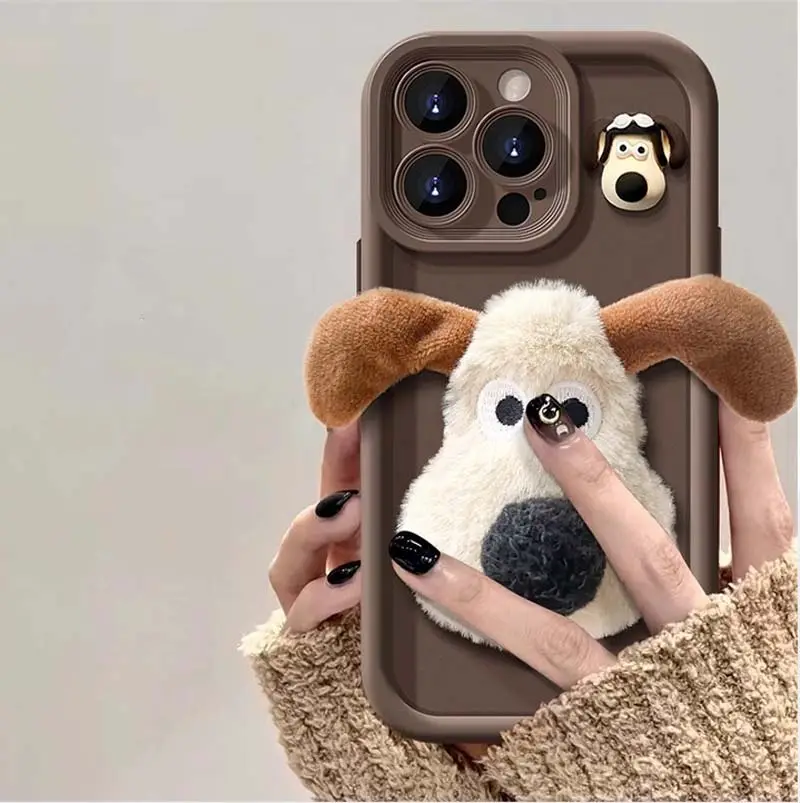 Niedliche Plüsch puppe Stil Schöne Hund Design Matte Silikon Handy-Abdeckung Fall Für Iphone 6 7 8 X Xr Xs 11 12 13 14 15 Pro max