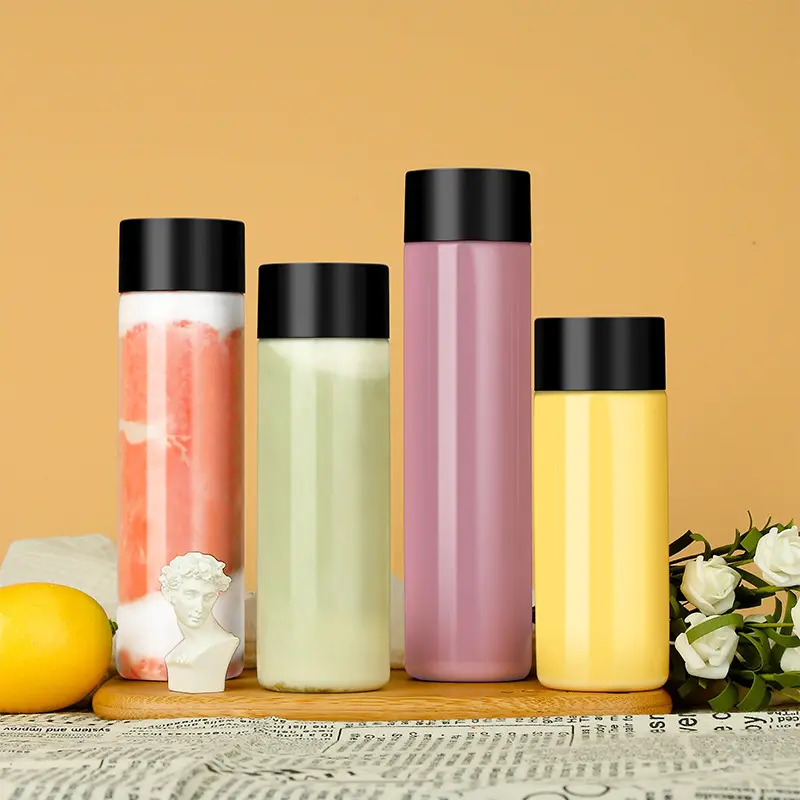 Vente en gros Bouteilles de jus en plastique PET vides rondes de 300ml 350ml 400ml 500ml Emballage de boisson pour boisson avec bouchon à vis en plastique