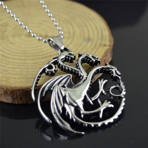 Hot bán trò chơi và Ngai Vàng băng và lửa ba đầu rồng Rỗng ra Mặt dây chuyền shuangluo GTT07 titan thép - Product Image 2