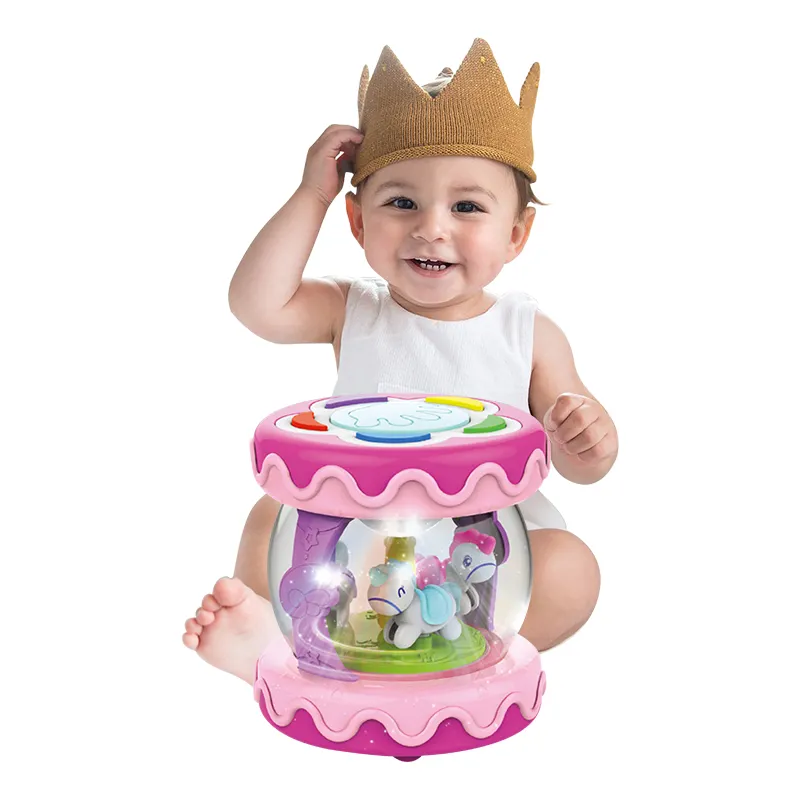 Instrumentos musicales para niños pequeños, juguetes para bebés, tambor giratorio, tambor de mano eléctrico para bebés, instrumento Musical de 6 a 12 meses