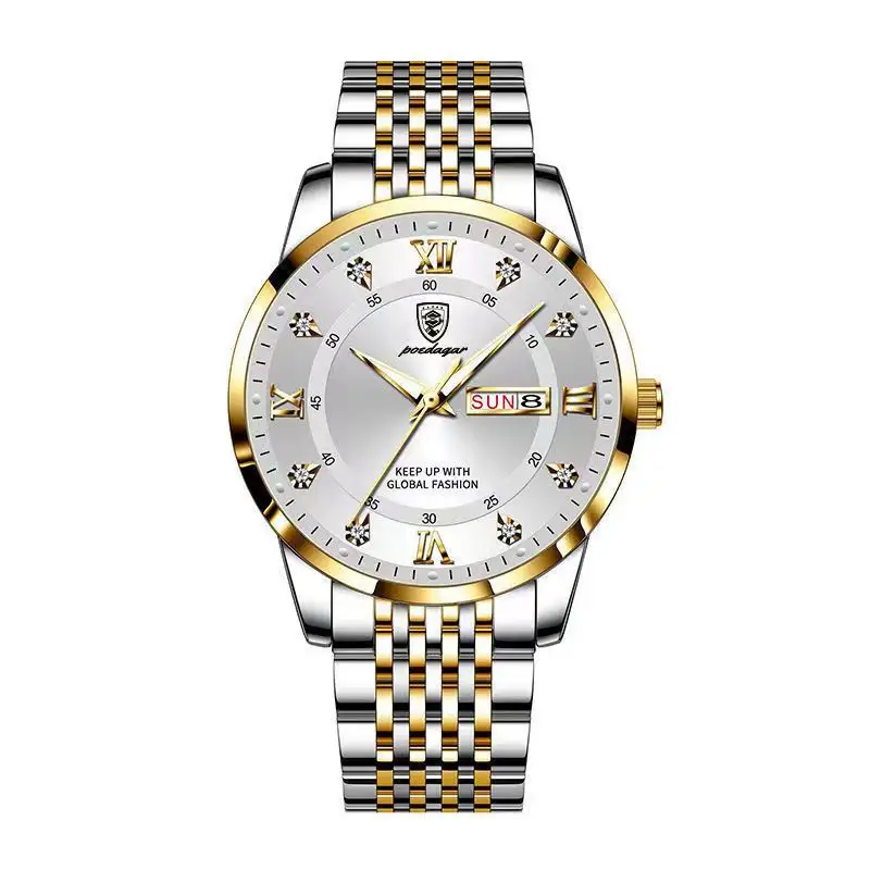 Swss นาฬิกาข้อมือผู้ชายเรืองแสงกันน้ำ,นาฬิกากลไกอัตโนมัติเต็มรูปแบบนาฬิกาควอตซ์อินเทรนด์ปฏิทินเรืองแสงนาฬิกา