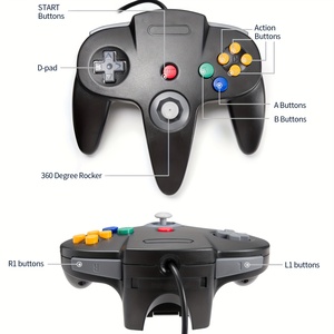 振動有線N64ゲームパッドジョイパッドMac & PC互換ゲームジョイスティックモーター付きすべてのゲームコントローラー用