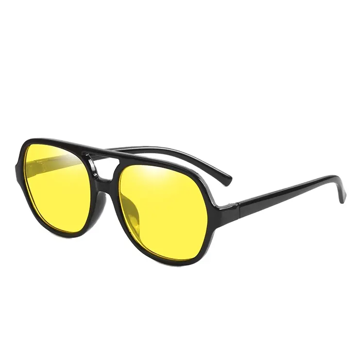 نظارات شمسية عالية الجودة بإطار أصفر دائري فائق الجودة للنساء نظارات شمسية كاملة للبيع