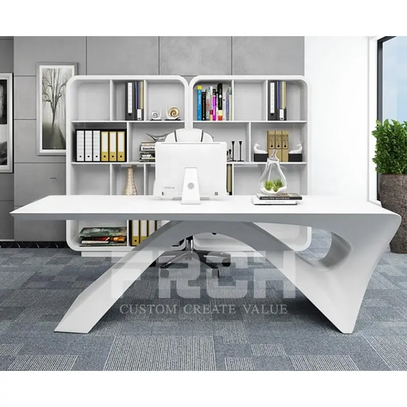 Grosir sederhana manajer putih eksekutif rumah mewah kursi belajar kantor dan meja Modern