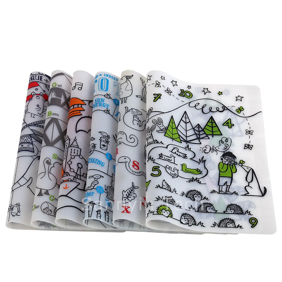 Tappetino per scarabocchi in Silicone tovaglietta per Graffiti per bambini tappetino da disegno per colorare alfabeto animale tovaglietta riutilizzabile lavabile digitale per bambini