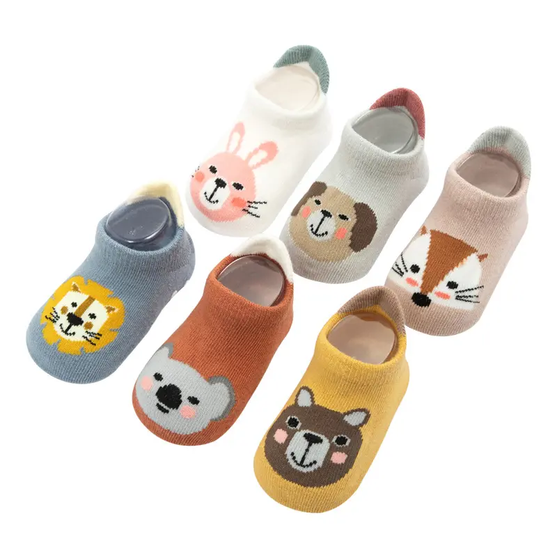 Support Sample Breathable Anti-Slip Cotton Cute Cartoon Heel Glue Toddler Baby Socks Shoes