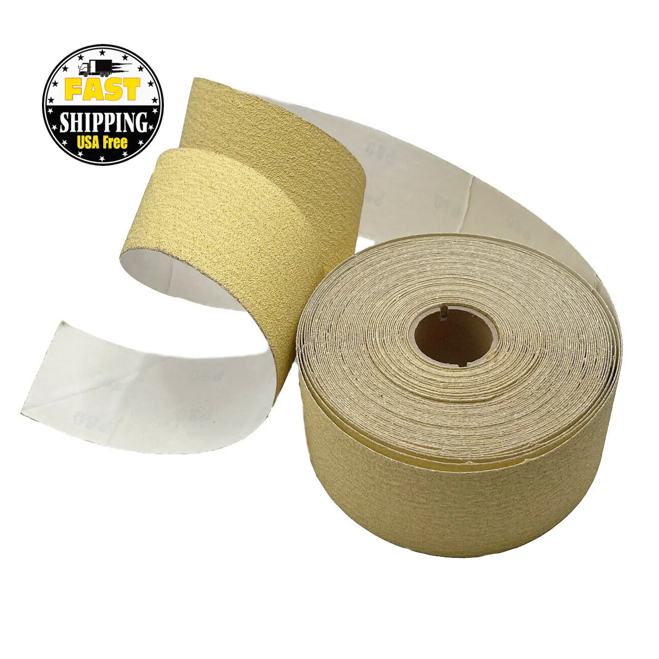 Rollo de papel de lija amarillo recubierto de óxido de aluminio, abrasivo, para pulir, 25 yardas, 320 # PSA, envío en almacén de EE. UU. Dentro de las 24h