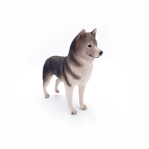 野生生物リアルな高品質PVCプラスチック動物フィギュアおもちゃリアルな環境に優しい動物グレーハスキーフィギュアおもちゃ