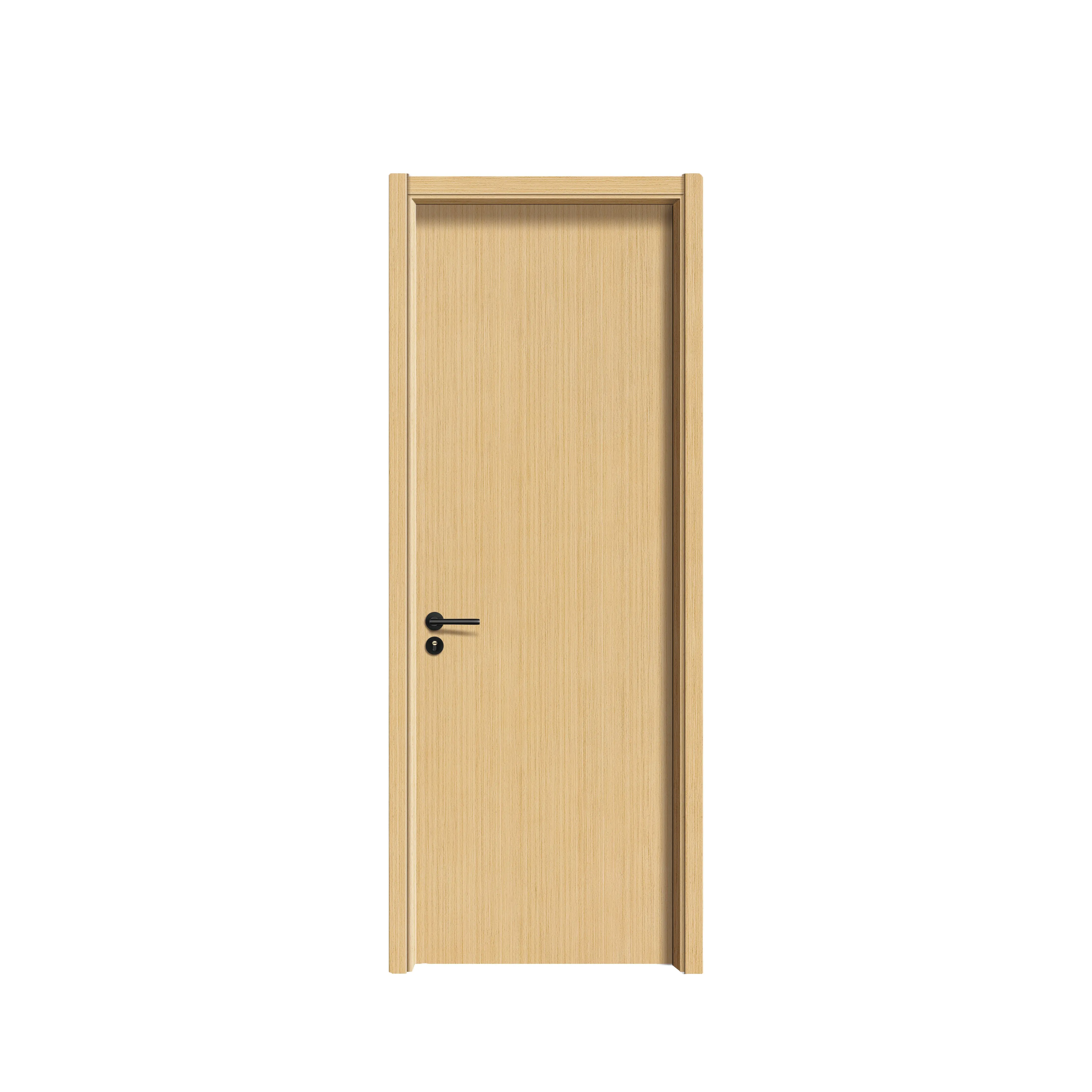 Porta de PVC personalizada para casa, quarto e sala de estar, porta de madeira chanfrada de baixo preço, design requintado