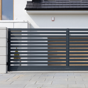 Modern gizlilik dikey Panel avlu lane kapısı bahçe giriş alüminyum alaşım sürgülü elektrik kapısı - Product Image 2