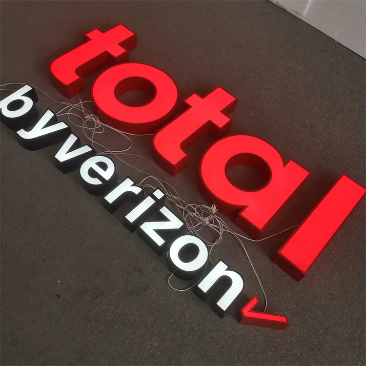 Letrero personalizado con letras en 3D, letrero frontal iluminado para exteriores, logotipo iluminado acrílico Led