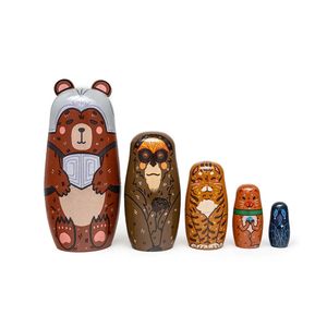Ahşap matryodolls bebekler çocuklar için istifleme sevimli tavşan yuvalama bebek seti 5 yumurta şekli rus yuvalama bebekler - Product Image 5