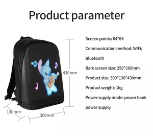 無料サンプルLEDバックパックスマートBluetoothAPPコントロールDIYディスプレイラップトップバッグ男の子と女の子のための防水LEDバッグ - Product Image 4