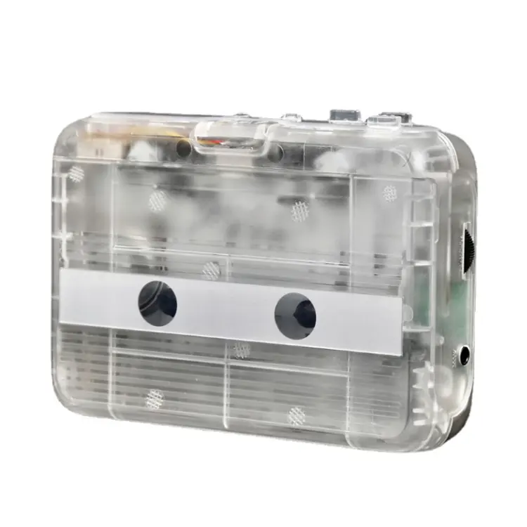 Wireless Cassette Player Transparent MP3 Converter Music Player Receiver with 3.5mm Audio Jack USB Battery Powered Tape Player