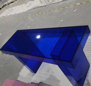 Escritorios de oficina en casa Mesa de ordenador de mármol Rectangular Oficina Escritorio de acrílico azul - Product Image 4