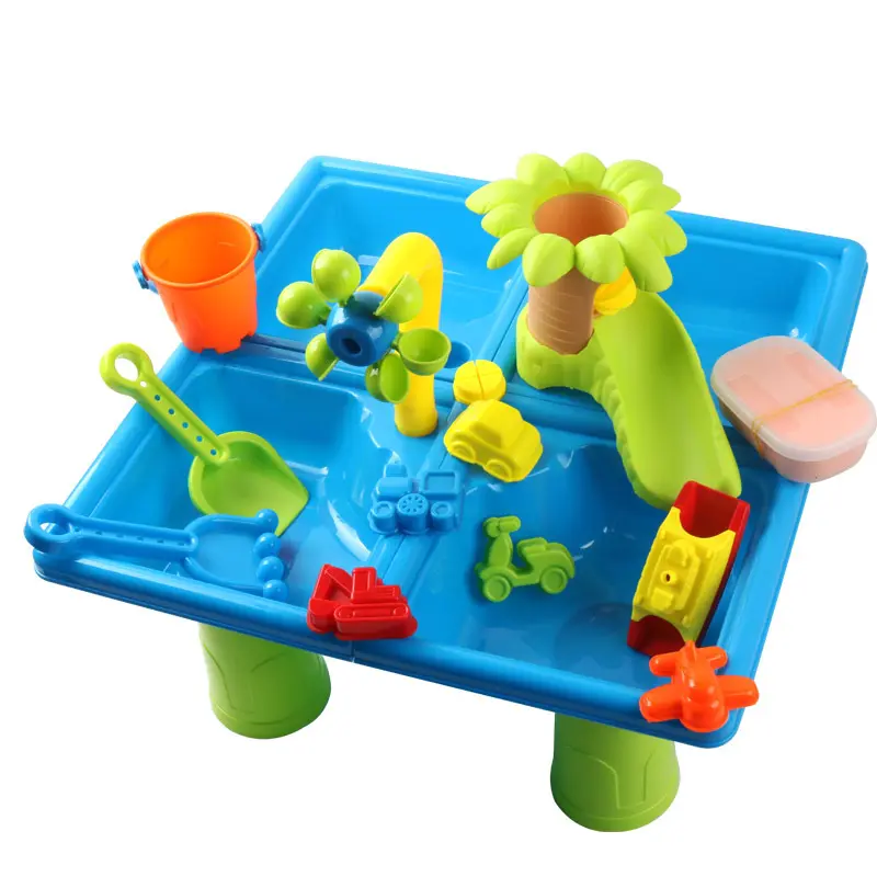 Enfants été jouet sable et eau jouets de plein air activité table à eau 24 pièces accessoires