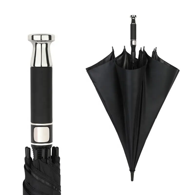 실버 손잡이와 똑바로 큰 스포츠 사용자 정의 로고 인쇄 UV 골프 우산