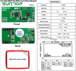 RDM6300 125 KHz EM4100 RFID-Karten lese modul UART Serial Output für Arduino