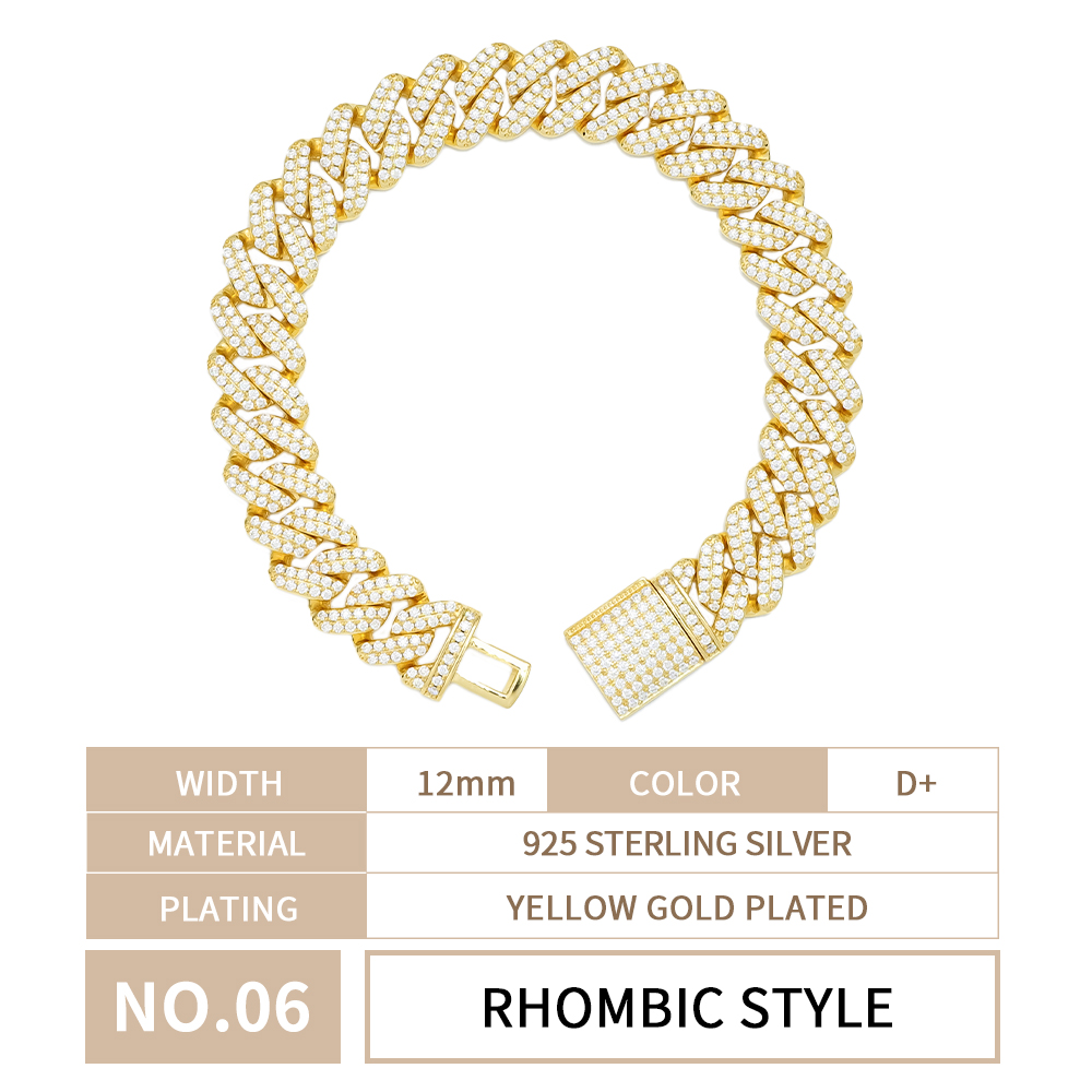 Yellow Gold Plated/Rhombic style/12mm