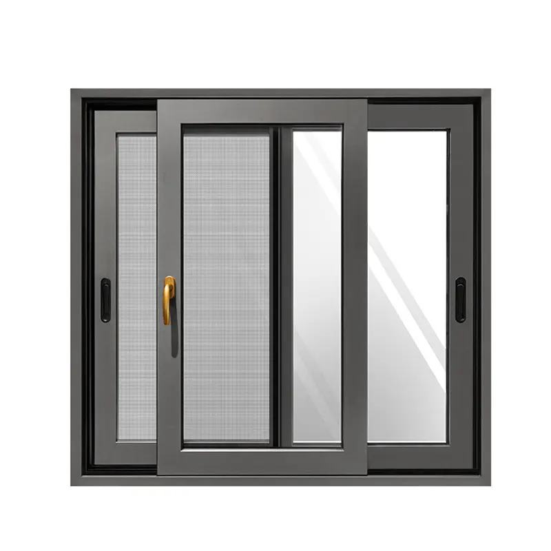 Ventana deslizante de aluminio para oficina, nuevo modelo de ventana de vidrio deslizante de aluminio con Color bronce