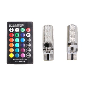 Accessories Car <strong>LED</strong> Width Light <strong>RGB</strong> Silicone Lamp Wireless Remote Control Colorful Flashing T10 License Plate Light for Car - Product Image 1