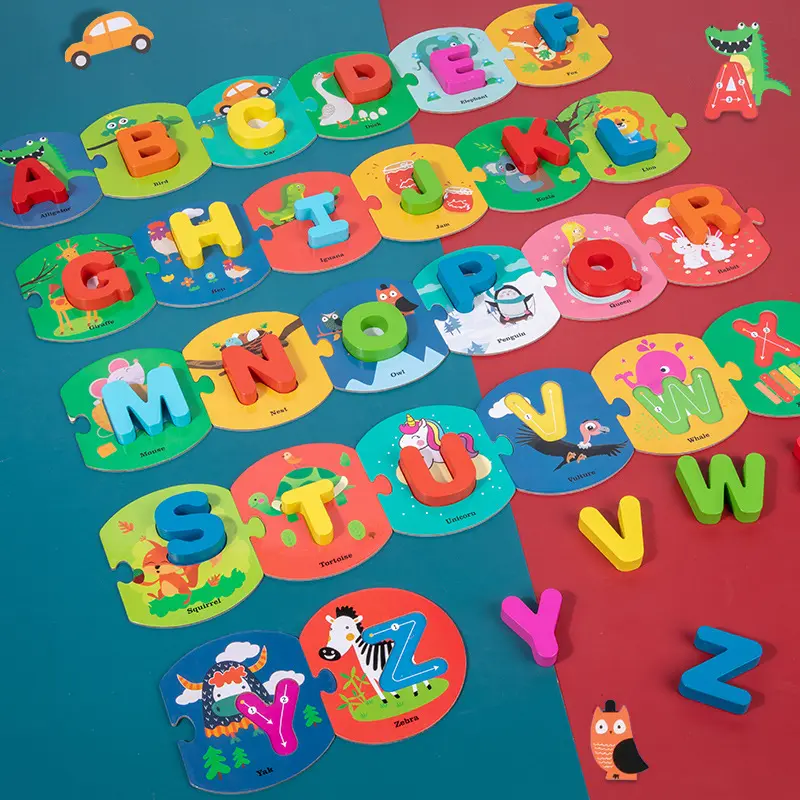 アルファベットパズルABC大文字と数字キッズおもちゃ2022子供木製おもちゃ