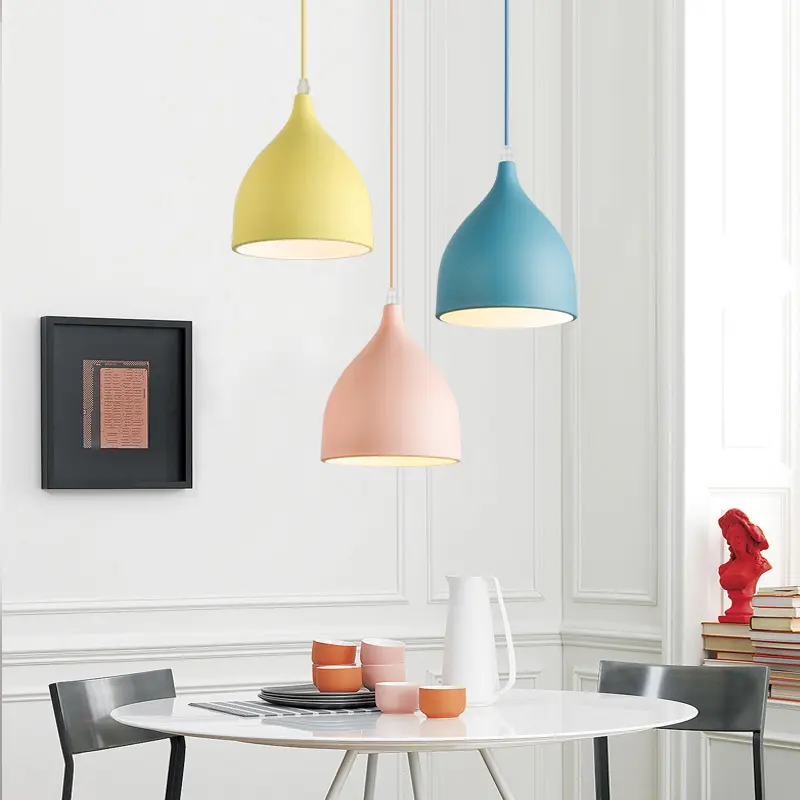 Nordic macaron color singe head lampadario per sala da pranzo moderno e minimalista bar ristorante LED lampada a sospensione a sospensione