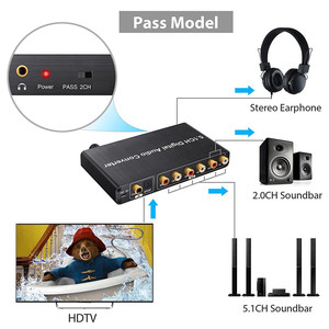 192kHz DAC 5.1CH Digital Audio Converter <strong>Decoder</strong> Coaxial / Toslink To 2.0 Analog 3.5mm Jack <strong>Output</strong> With Volume Control
