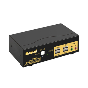 Jidetech 2端口双显示器显示端口KVM交换机扩展显示有线遥控热键交换机，带音频USB集线器 - Product Image 1