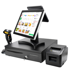 Sistema Pos todo en uno, computadora Windows, pantalla táctil capacitiva dual de 15 + 10 pulgadas, carcasa de hierro/cajón de efectivo, sistema Pos/pos - Product Image 1