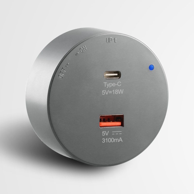 gray usb-typec adapter - - 2 hole 9