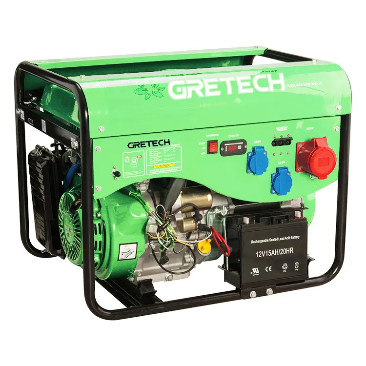 GRETECH modèle le plus polyvalent démarrage électrique 5kw essence et générateur de gaz pour un usage domestique